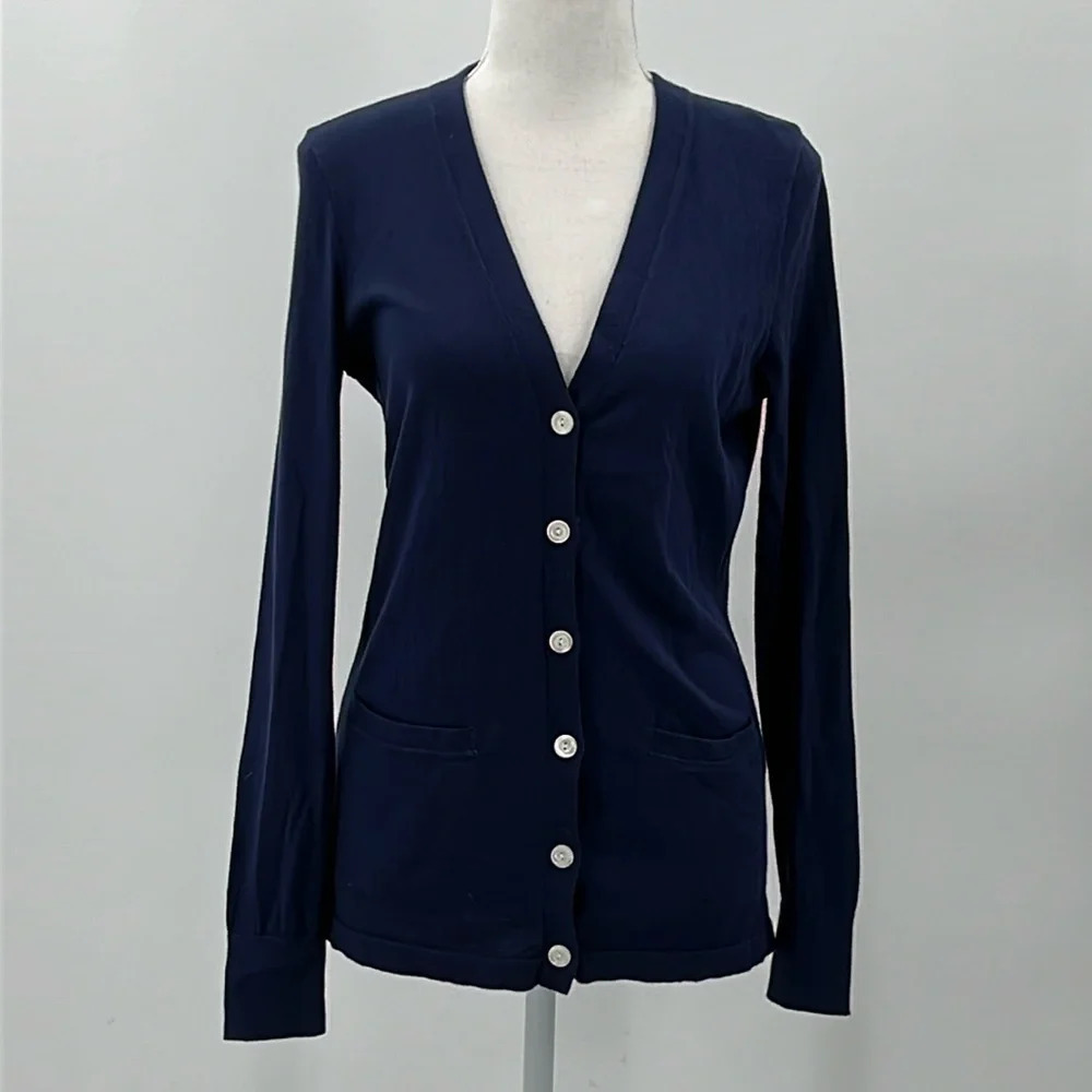 Ralph Lauren Rugby Pima Cotton Button Front Cardigan Sweater in Navy -Size Small